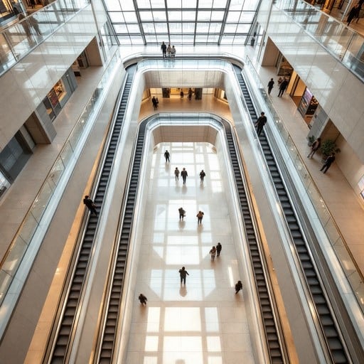 Grand mall atrium with natural lighting