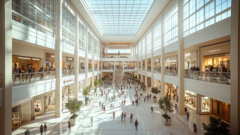 Spacious mall interior with multiple floors