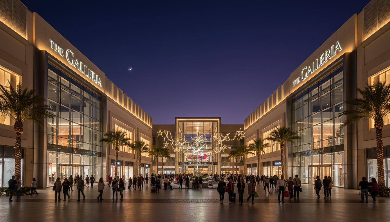 Mall exterior at night